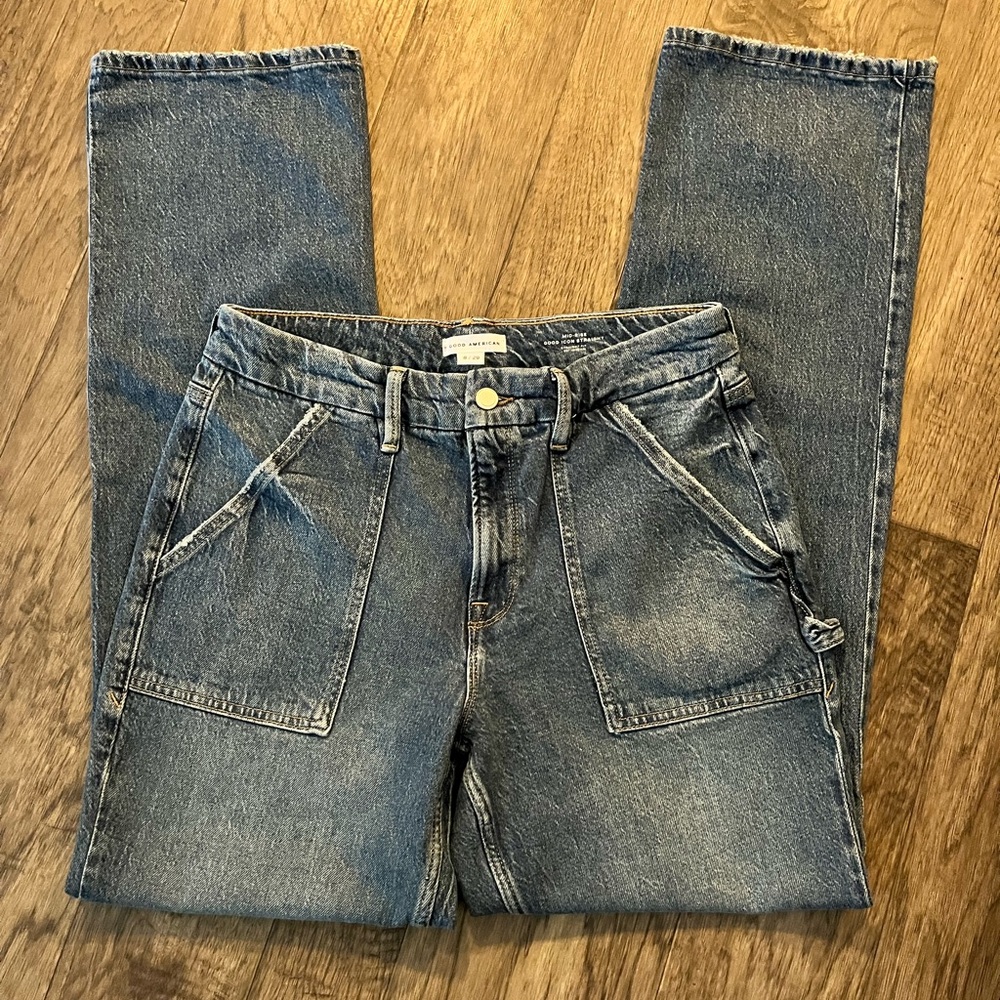 Good American Mid Rise Straight Leg Jean